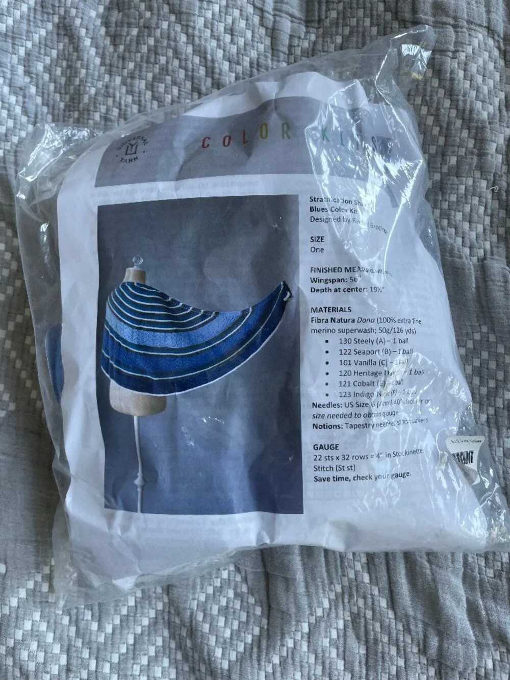 Universal Yarn Blues Stratification Shawl Kit Yarn and Pattern